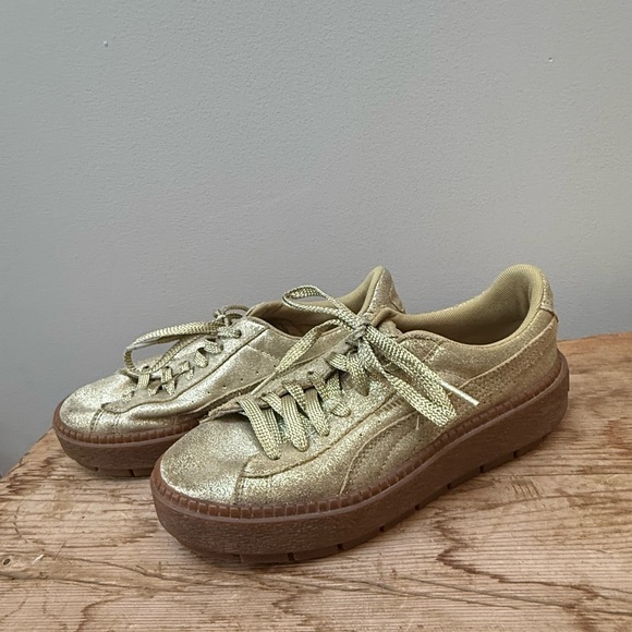 Puma Classic Platform Gold Glitter Sneakers - Picture 2 of 7